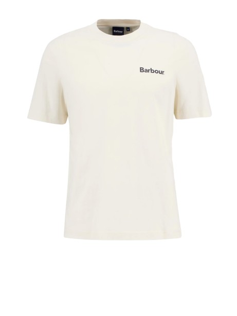 T-shirt girocollo Barbour in cotone beige con logo