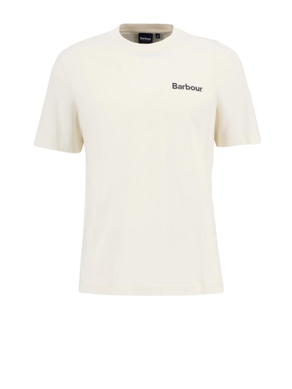 T-shirt girocollo Barbour in cotone beige con logo