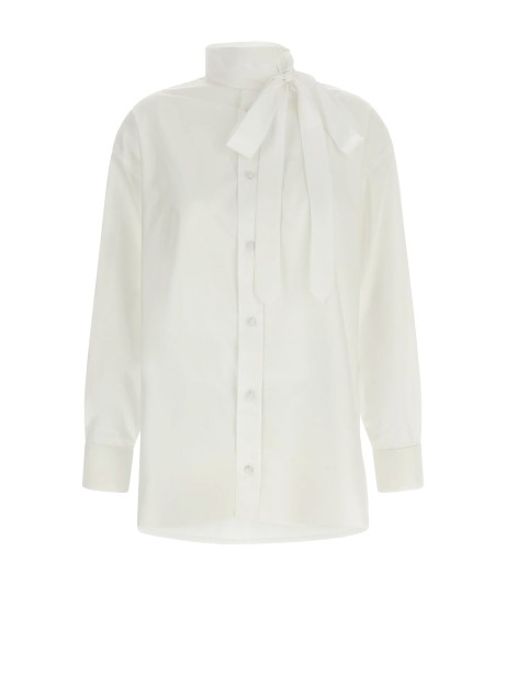 Kenzo White Lavallière Collar Embroidered Shirt