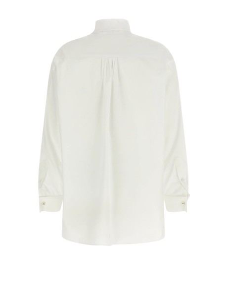 Kenzo White Lavallière Collar Embroidered Shirt