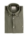 Slim-Fit Military Green Shirt with Spread Collar