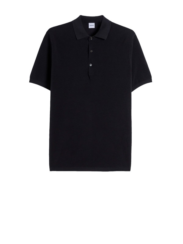 Aspesi Black Cotton Jersey Polo Shirt