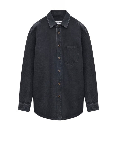 Giacca-Camicia Anagram in Denim Nero - LOEWE
