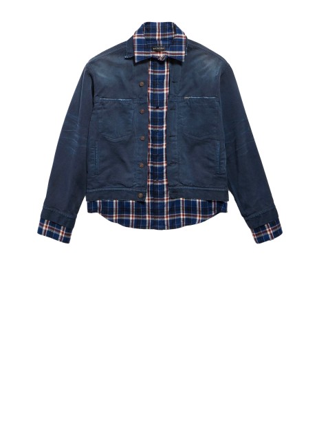 Men's Patched Shirt Jacket in Navy/Dirty Dark Blue