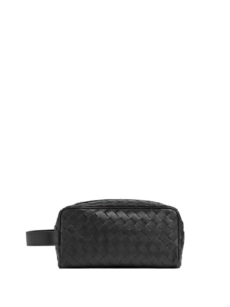 Pochette da Viaggio Intrecciato in Pelle Nera - Bottega Veneta