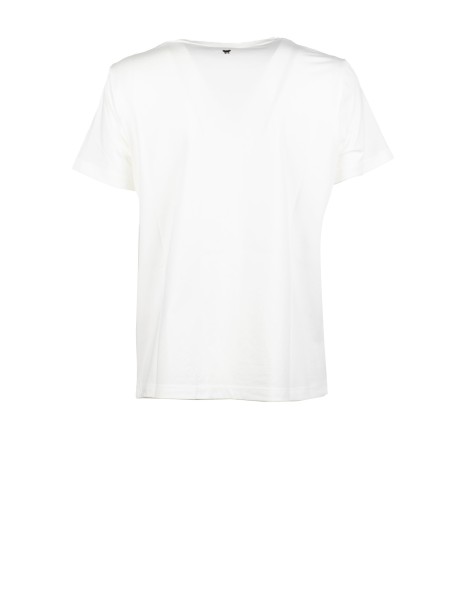 T-shirt in lino ricamato e cotone stretch - BIANCO 2