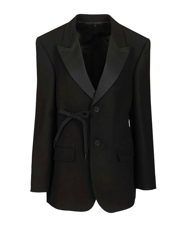 Blazer Nero con Cintura Asimmetrica di Balenciaga