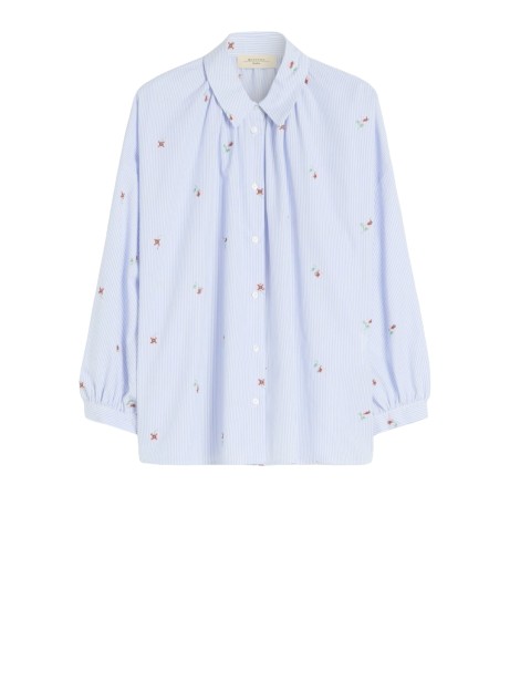 Embroidered Poplin Shirt in Azure