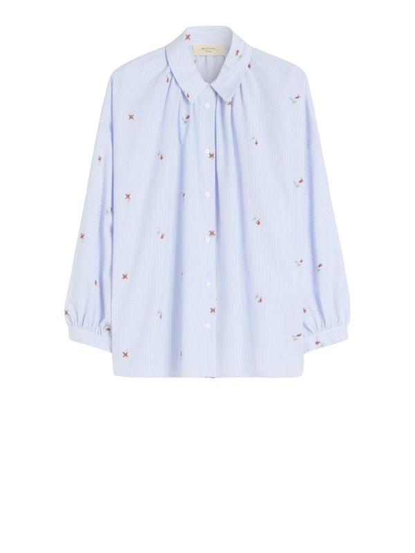 Embroidered Azure Poplin Shirt