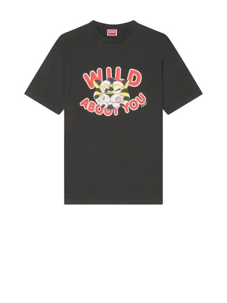 T-shirt Kenzo uomo 'Wild Tiger' in cotone nero