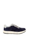 Sneaker in pelle traforata blu navy con dettagli in suede