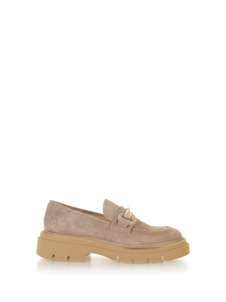 Suede moccasin with rubber sole
