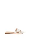 Santoni Women's White Leather Double-Buckle Didi Slide Sandal