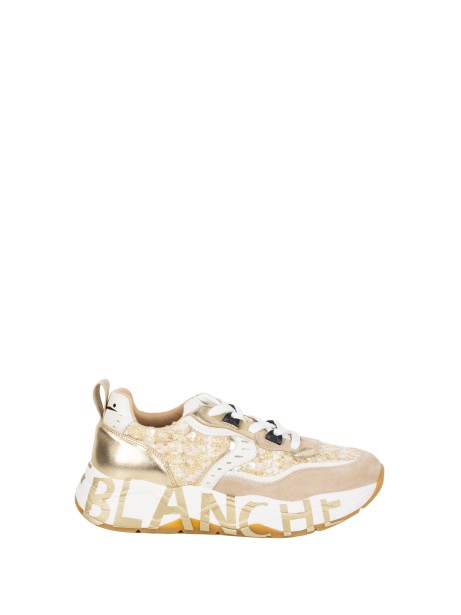Voile Blanche Beige and Gold Sequin Sneakers