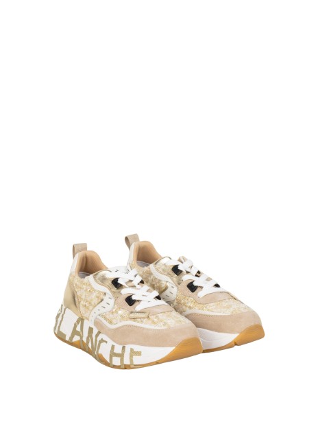 Voile Blanche Beige and Gold Sequin Sneakers 2