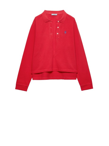 Polo in cotone piqué rossa di Prada per donna