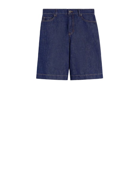 Cotton and Linen Denim Bermuda Shorts