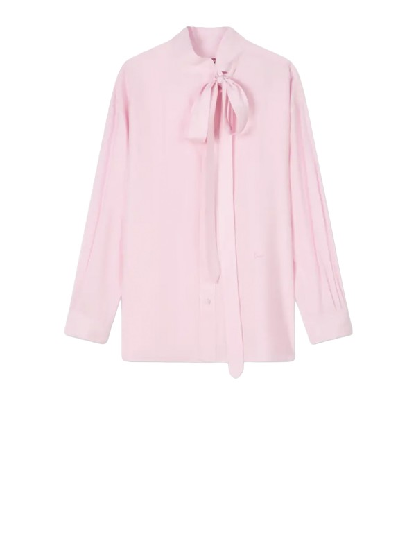 Chemise oversize con fiocco in seta mista