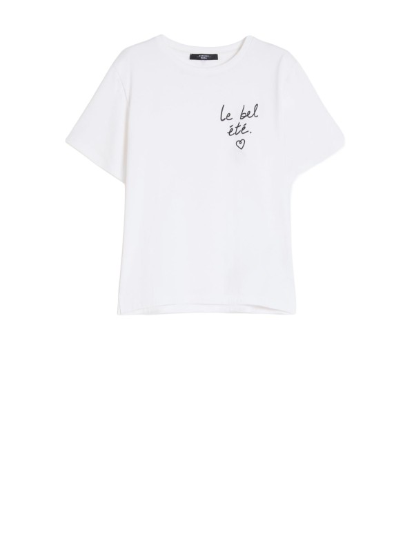 T-shirt in Cotone con Ricamo di Weekend Max Mara