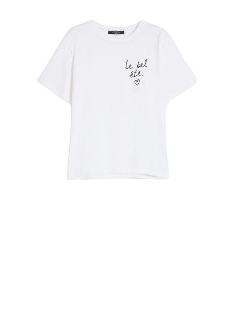 T-shirt in Cotone con Ricamo di Weekend Max Mara