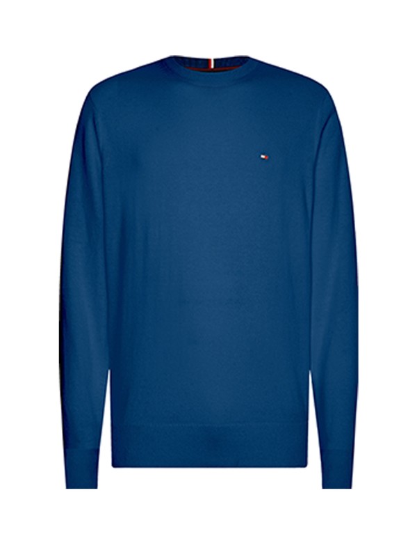 Blue crewneck sweater with mini logo
