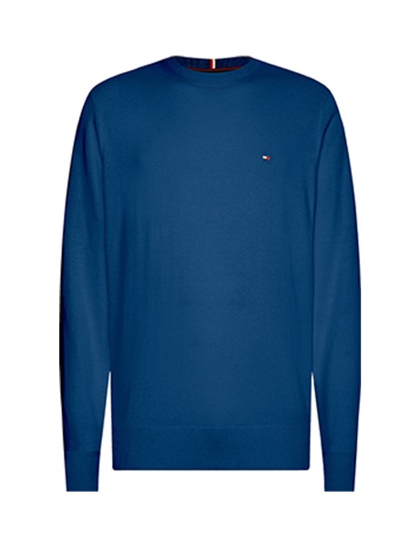 Blue crewneck sweater with mini logo
