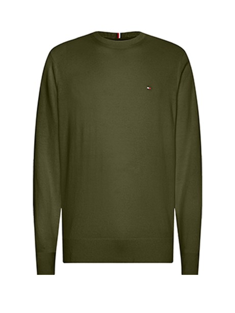 Green crew neck sweater with mini logo