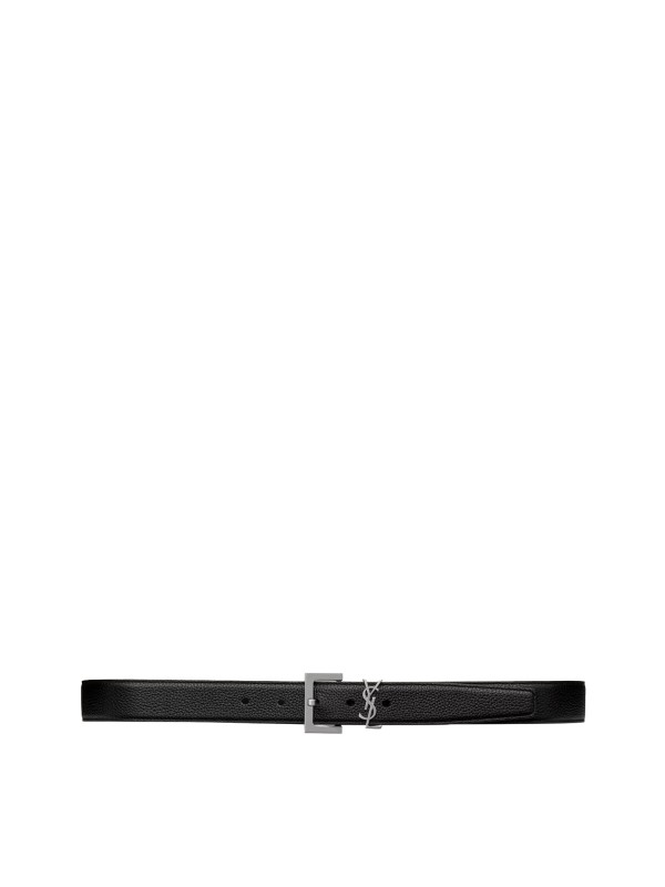 Saint Laurent Cassandre Hammered Leather Belt