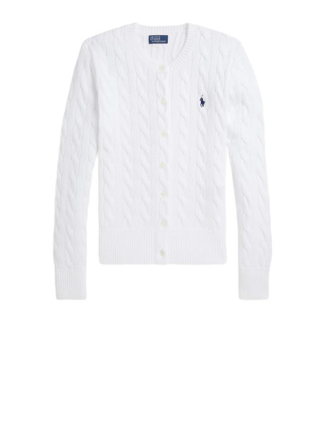 Cardigan Polo Ralph Lauren a Trecce Bianco | Classico e Chic