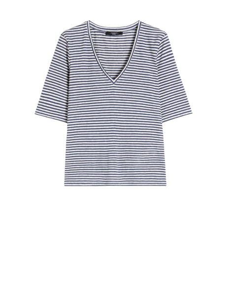 Navy Striped V-Neck T-Shirt