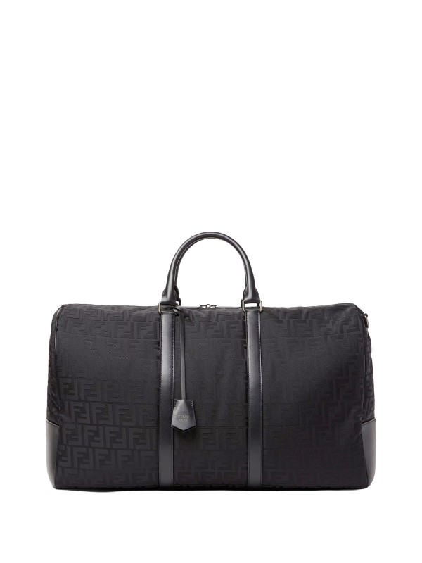 Fendi Large FF Nylon and Black Leather Duffel Bag