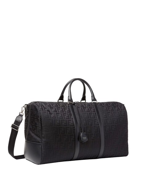 Borsone Large FF Fendi in Nylon Nero e Pelle Nera 2