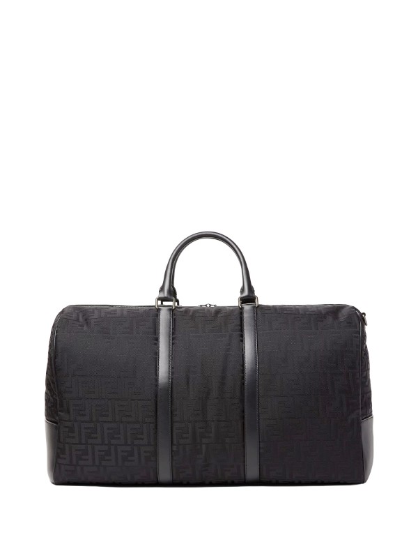 Borsone Large FF Fendi in Nylon Nero e Pelle Nera