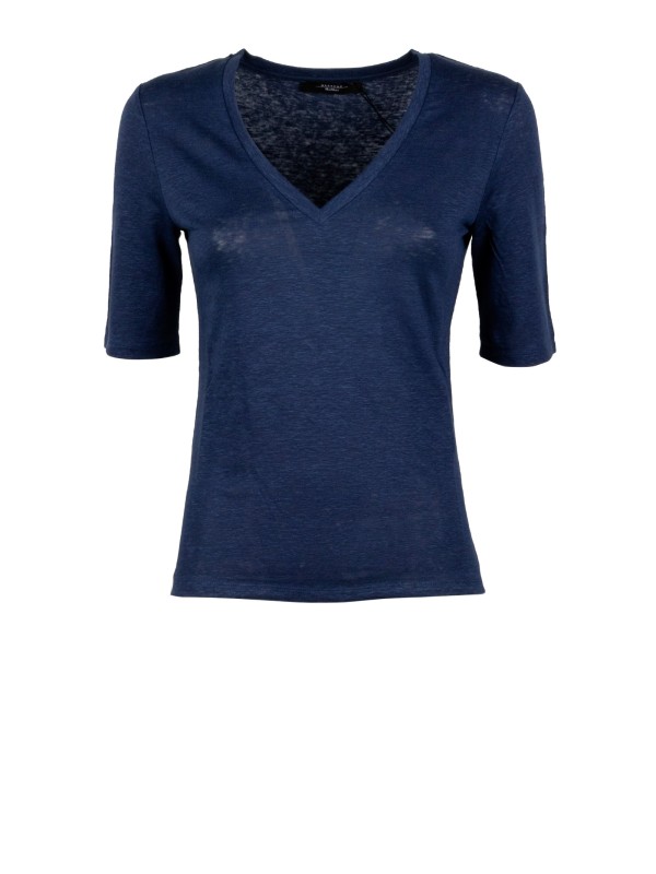 Stretch Linen Jersey V-Neck T-Shirt