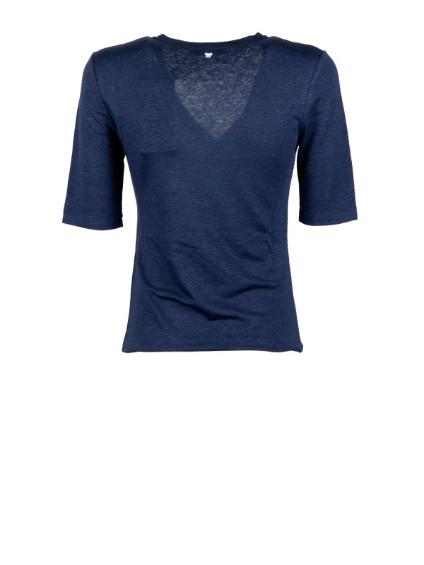 T-shirt a V in jersey di lino stretch - Comfort e stile