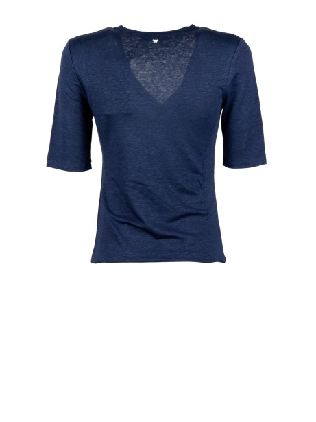 T-shirt a V in jersey di lino stretch - Comfort e stile