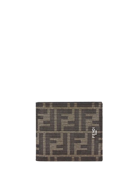 Fendi FF Jacquard Bi-Fold Wallet in Brown Fabric
