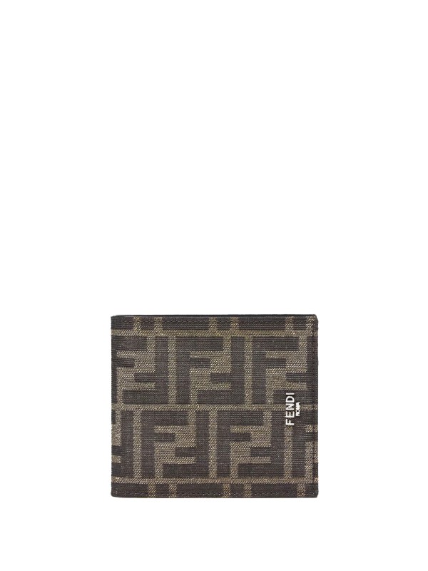 Portafoglio Bi-Fold FF Jacquard Fendi Marrone