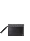 Fendi FF Squared Clutch in Black Leather and Canvas