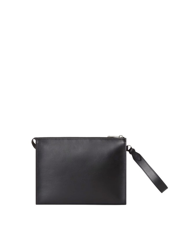 Fendi FF Squared Clutch in Black Leather and Canvas