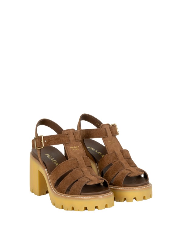 Prada Brown Leather Platform Sandals