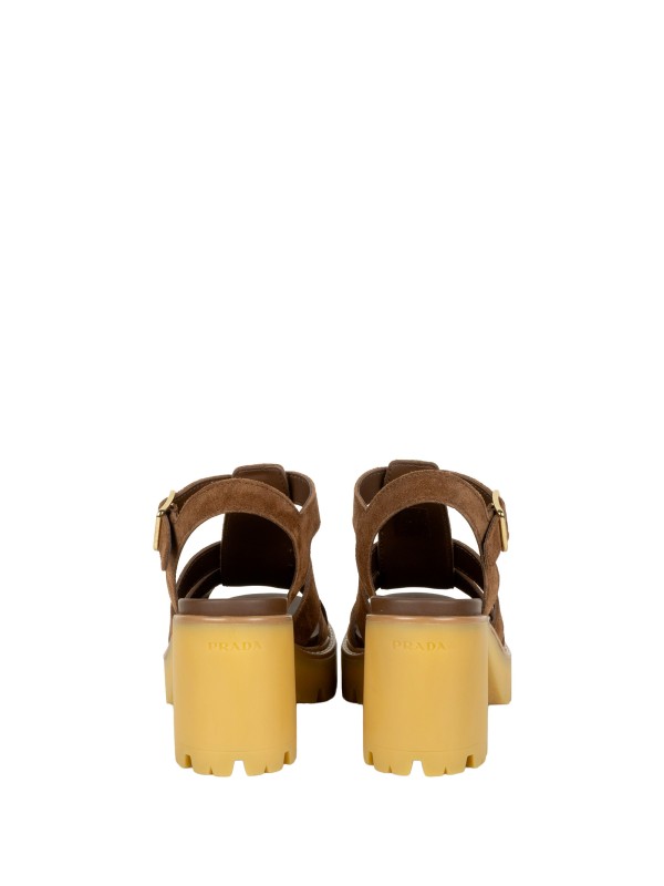 Prada Brown Leather Platform Sandals