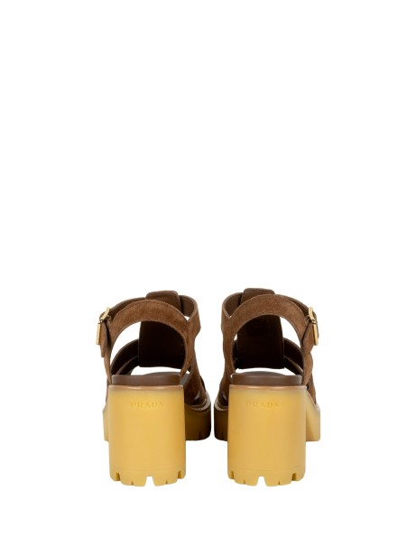 Prada Brown Leather Platform Sandals
