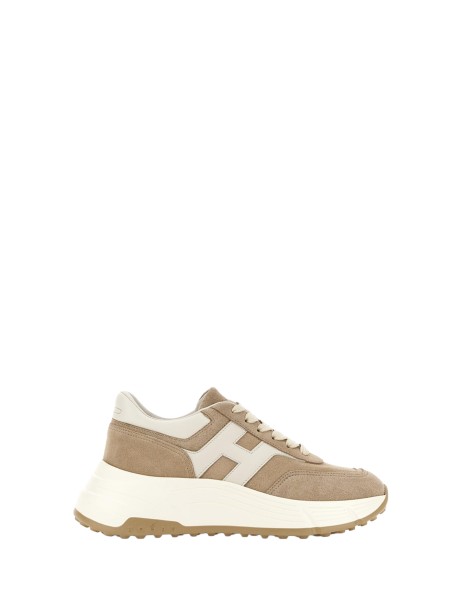 Sneakers in pelle scamosciata beige