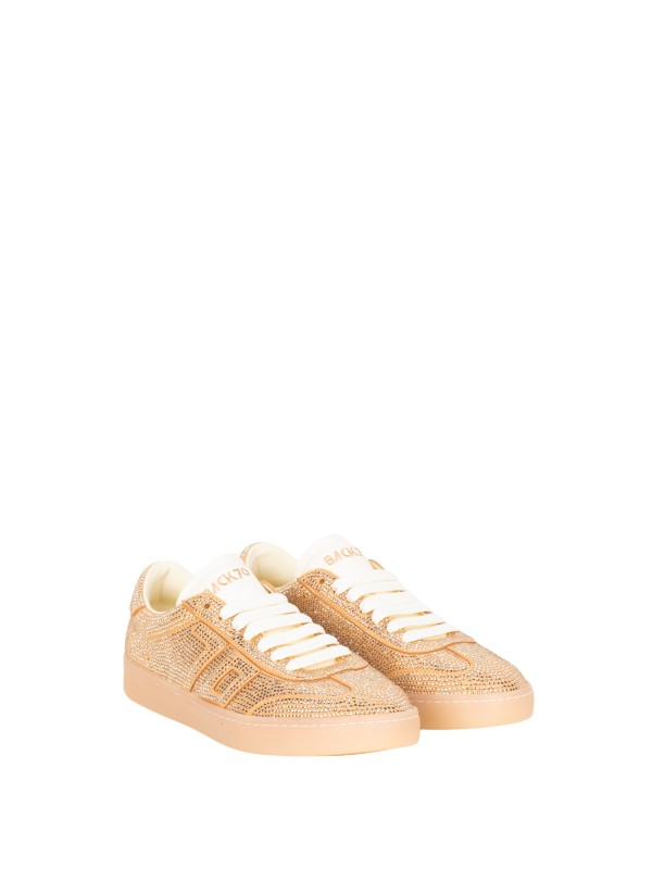 Sneakers con strass gold