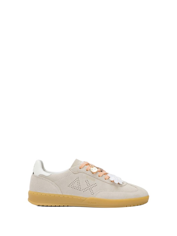 Sneakers California in suede bianco panna