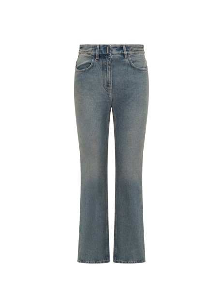 Pantaloni boot cut in denim con catene