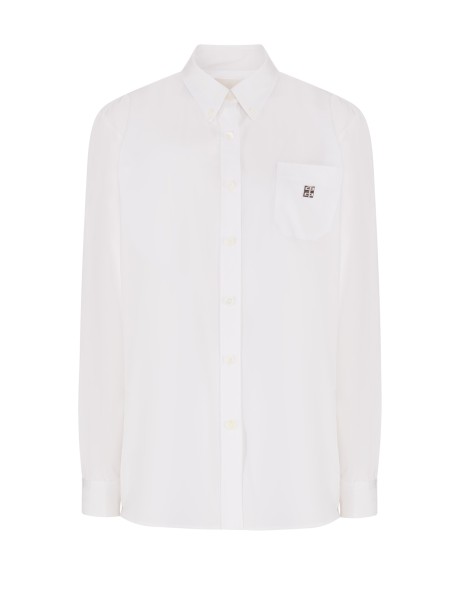 Camicia bianca in cotone con logo