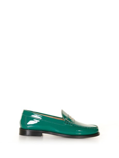 Loafer in green patent leather