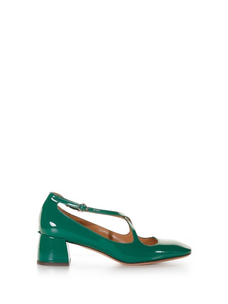 Mary Jane model pumps with sweetheart neckline